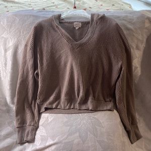Women’s Cozie by Pinkrose Waffle Knit Hooded Crop Top